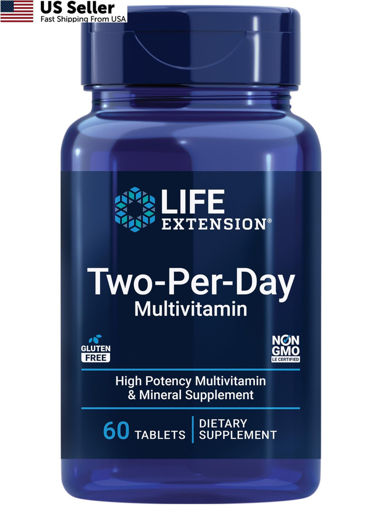 Two-Per-Day Multivitamin 60 Tablets Daily Essential Mineral Supplement USA