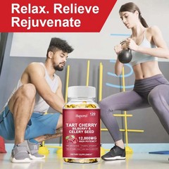 Tart Cherry Bilberry 120pcs, Cleanse, Support Sleep & Joint Health Muscle Repair