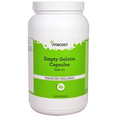 Empty Gelatin Capsules, Size 00, 1,000 Capsules