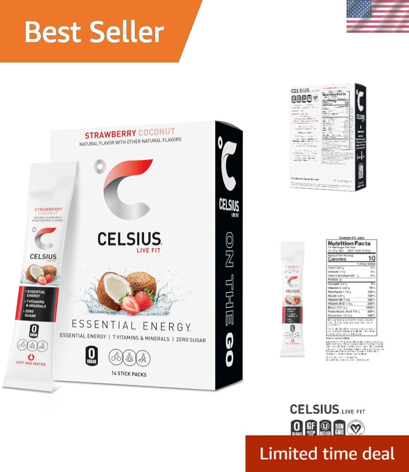Sugar-Free Strawberry Coconut Energy Drink Mix – 14 Convenient On-the-Go Sticks