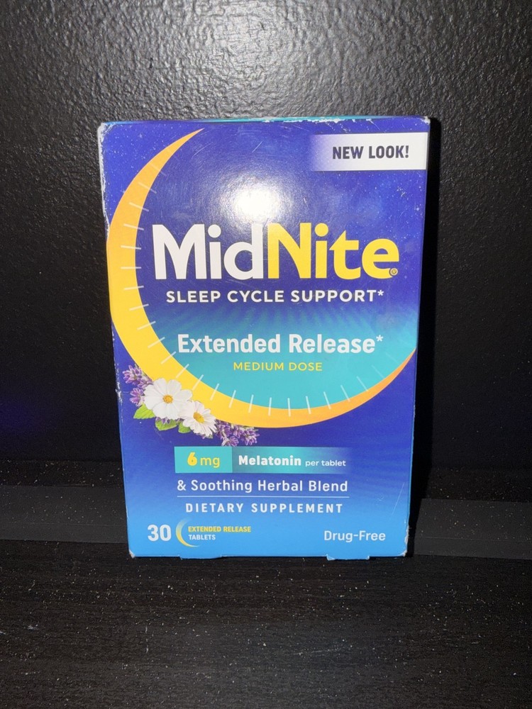 MidNite Sleep Cycle Support 6mg Melatonin EXTENDED RELEASE 30 tablets ex 08/2026
