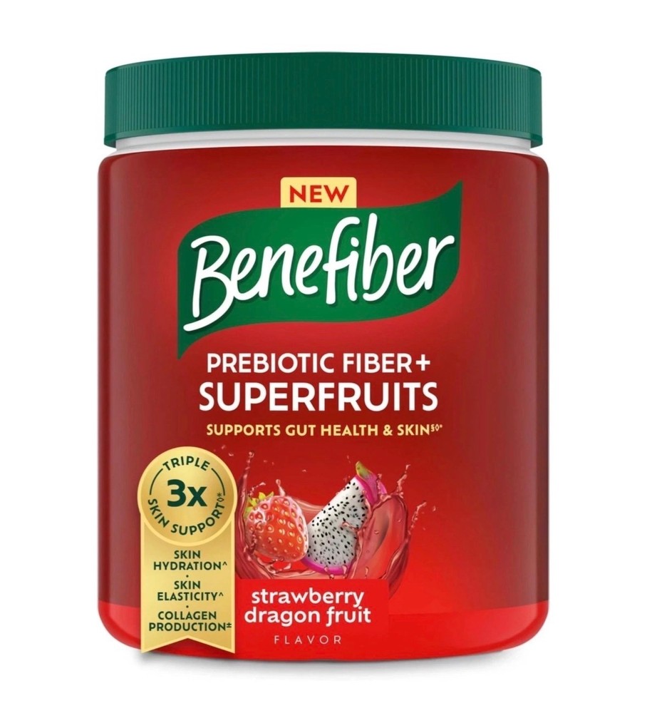 Benefiber Prebiotic Super Fruits Strawberry Dragon Fruit 8.8oz Exp 02/03/2027