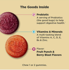 OLLY Kids Multivitamin Probiotic Gummies 70 Ct Berry Zinc Vitamins
