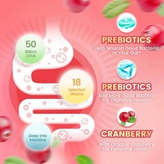 Women’s Cranberry Probiotic Gummies 5B CFU Digestive Health 60ct