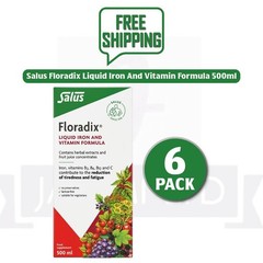 Floradix Liquid Iron & Vitamin Formula Energy & High Absorption 500ml Pack of 6