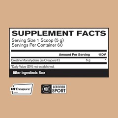 Creatine Monohydrate Unflavored 5g 60 Servings BPN Creapure NSF Certified New
