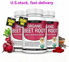 Toplux Organic Beet Root 2040mg 90 Tablets 1/2/3 Pack Energy Circulation Support