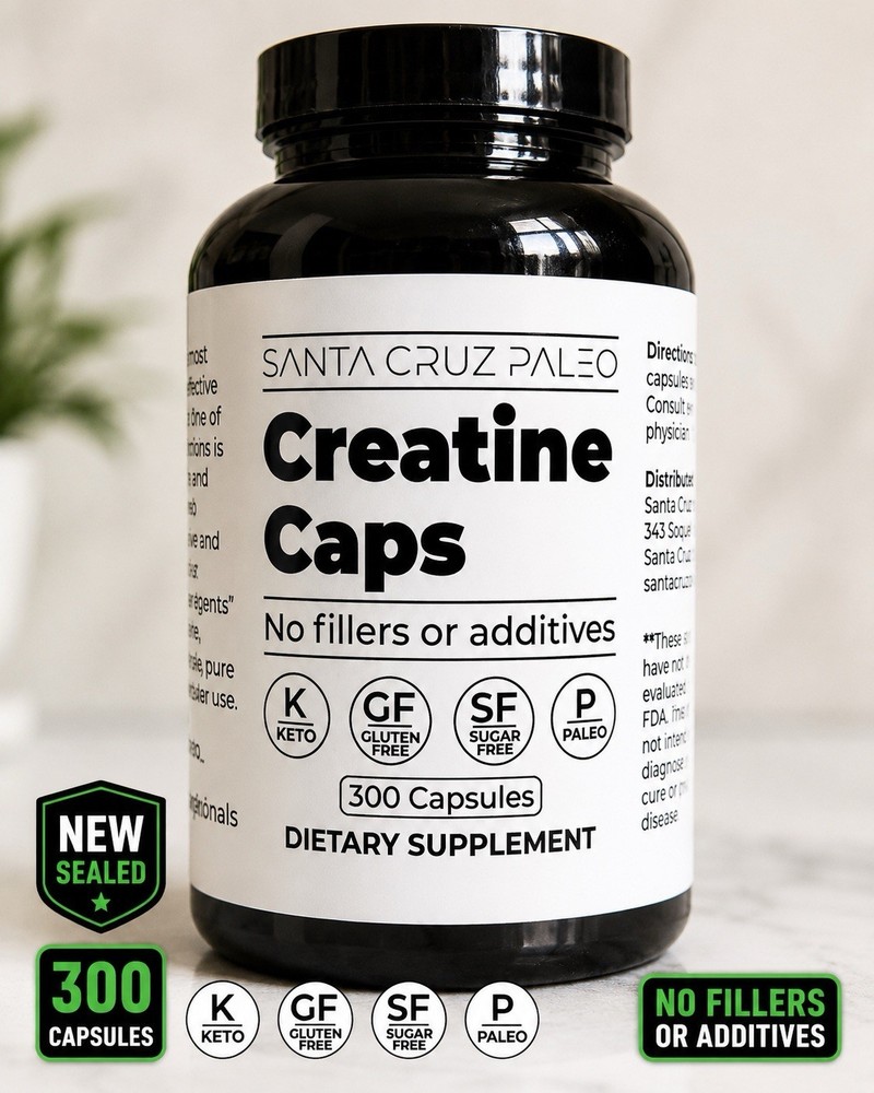 Santa Cruz Paleo Creatine Caps 300 Capsules Keto Gluten Free Muscle New 2027