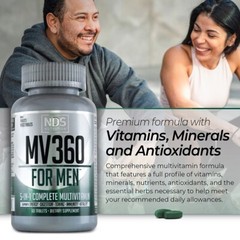 NDS Nutrition MV-360 For Men, 5-in-1 Complete Multivitamin for Men 60 Tablets