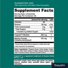 Matcha Cognitive Support Gummies 60 Count Citicoline Vegan Non-GMO