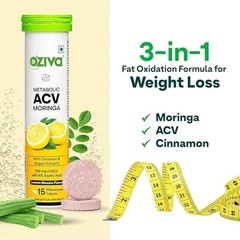 OZiva ACV Moringa Tablets Effervescent Lemon Masala 180 Tablets Free shipping