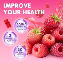 Potassium Gummies 1000mg, Bicarbonate 60 Count (Pack of 1)