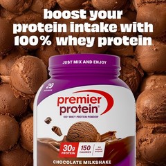 (2 pack) Premier Protein 100% Whey Protein Powder, Chocolate Milkshake, 30g Prot