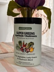 Essential Greens SUPER GREENS Superfoods + Mushrooms. Whole Food Nutrition. New