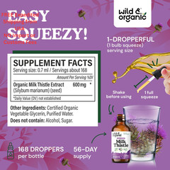 Wild & Organic Milk Thistle Liquid Drops – Liver Cleanse 4 Fl Oz (Pack of 1)