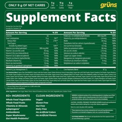 Gruns Adults Super Greens Gummies, Multivitamin Superfood Gummy Bears 28 Packs
