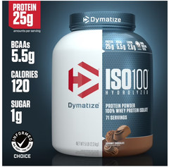 Dymatize ISO100 Hydrolyzed Whey Isolate Protein Powder, Gourmet Chocolate, 5 lb