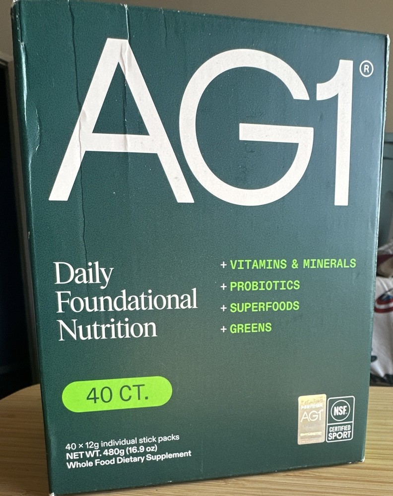 AG1 Daily Nutrition Powder 40 Count Vitamins Minerals Probiotics Vegan