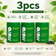 MOTO Metabolism Supports 3 Pack Green Tea Chromium B12 Vegan Supplement