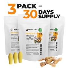 Propolis Suppositories for Men, Women, Organic Relief, 3 pack – 30 days supply