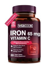 Iron Supplement for Women Men, High Potency Iron 65mg with Vitamin C 250mg, Stom