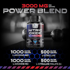 Nitric Oxide Booster 3000mg L-Arginine 3X Extra Strength Capsules