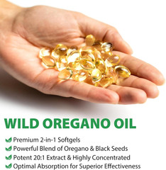 Oil of Oregano with Black Seed Oil, 2 in 1 6000Mg Oregano Oil Capsules Organic,1