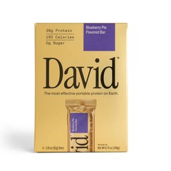 David High Protein Bars, Blueberry Pie, 28g Protein (4 Count) Free Shipping