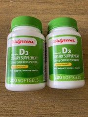 Walgreen’s Vitamin D3 5000 IU (125 mcg) 400 Softgels Immune & Bone Support NEW.