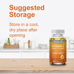 Vitamin E Oil 120 Softgels | Vit E Capsules for Hair Skin Nail Face Health Vegan