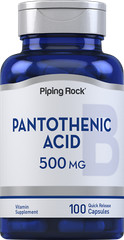 Pantothenic Acid 500mg | 100 Capsules | Non-GMO, Gluten Free | by Piping Rock