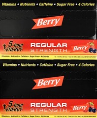 5-Hour Energy Shots, Berry Flavor Regular Strength Sugar-Free 12 or 24 Pack