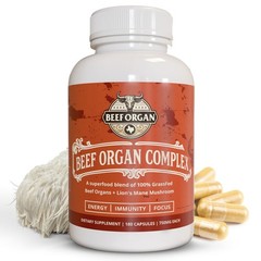 BEEF ORGAN COMPLEX 100%Grass Fed Beef Liver 4000mg 180Caps New Zeland NonGMO