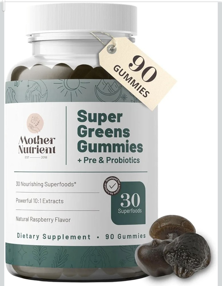 Super Greens Gummies for Women, Adults – with Prebiotics & Probiotics, Men 90ct