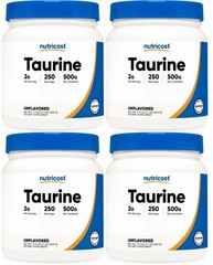 4 PACK – Nutricost Taurine Powder 500 Grams – 250 Servings, 2000mg Per Serving