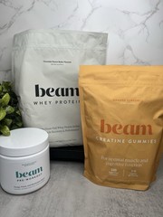 Beam Whey Protein + Orange Creatine Gummies + Pre-Workout Sugar-Free Bundle!