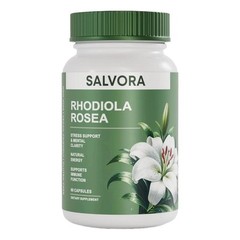 Salvora Rhodiola Rosea Dietary Supplement, 60 Capsules, Stress Support