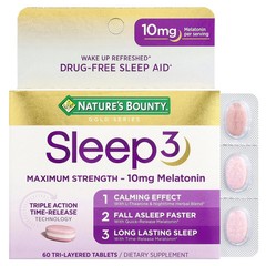2 X Nature’s Bounty, Sleep 3, Maximum Strength, Drug-Free Sleep Aid, 60 Tri-Lay