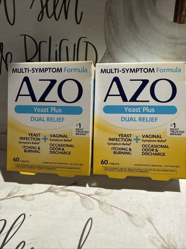 AZO Yeast Plus Dual Relief Multi Benefit Formula 60 Tablets (2 Pack) Exp 07/26