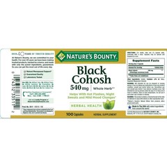 Nature’s Bounty Black Cohosh 540mg 100 Caps Natural Menopause Support