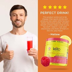 Keto Vitals Electrolyte Powder Raspberry Lemonade Energy Drink