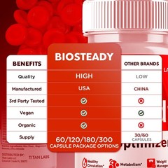 (3 Pack) BioSteady Advanced Blood Max Support Supplement Bio Steady 180 Capsules
