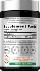 Horbaach B12 5000mcg Sublingual Methylcobalamin 120 Tablets Vegan Berry