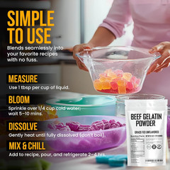 Beef Gelatin Powder 6 Oz – Grass-Fed, Unflavored, Non-Gmo – Premium Thickening A