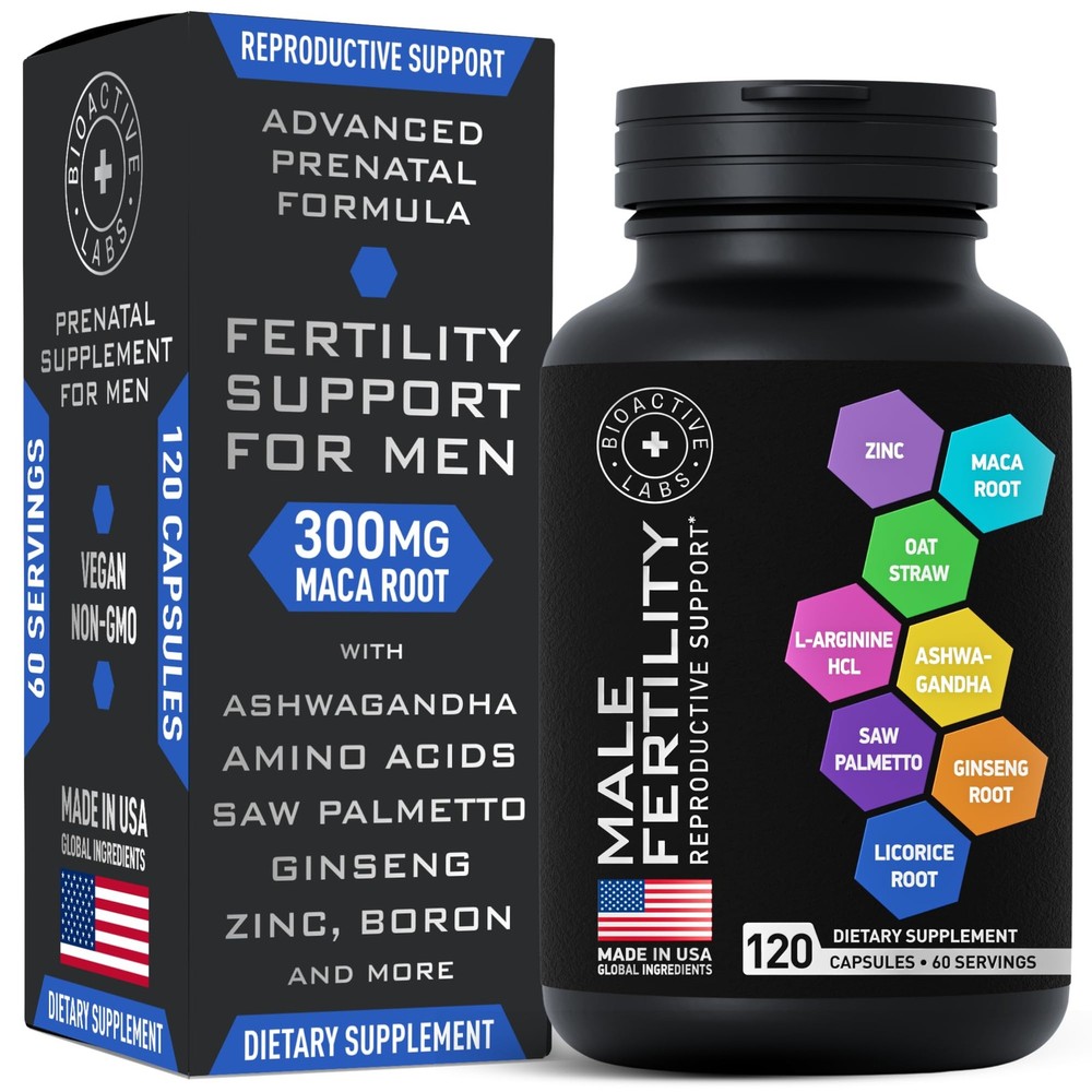 Fertility Supplements for Men Zinc Maca Ashwagandha L Arginine Male Vitality