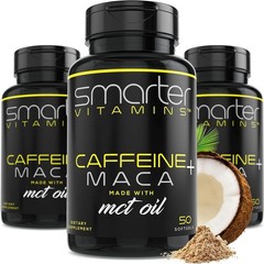 (3 Pack) Smarter Energy Pills,200mg Caffeine&Coconut MCT Oil with Maca Root,150