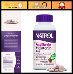 Melatonin 5mg Fast Dissolve Tablets – Sleep Support, Strawberry Flavor, 200 Coun