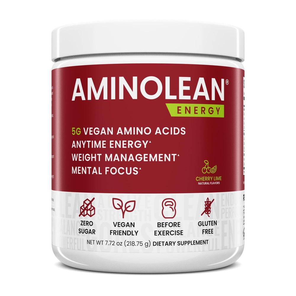 AminoLean Pre Workout Powder, Energy VEGAN Aminoacids, Weight Mgt, Mental Focus