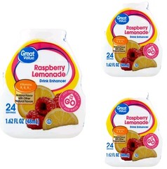 3 Pack Great Value Raspberry Lemonade Drink Enhancer Mix 1.62 FL Oz