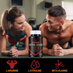 60 Nitric Oxide Booster Supplement w/ L-Arginine Premium Workout Muscle Capsule